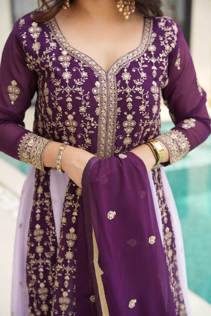 Faux Blooming Gown With Dupatta Sequin Gowns - MYLUXURY LANE ENTERPRISE